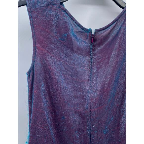 SIES MARJAN Women's Purple-Pink Iridescent Sheer Twist-Front Mini Dress SZ S - Picture 5 of 11